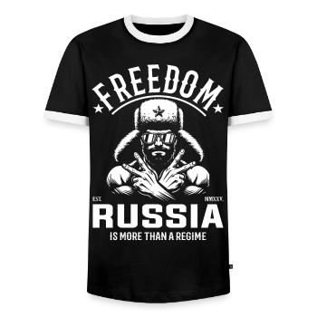 Freedom for Russia - More than a regime - Men's Ringer Shirt - black/white - Front - AI Model Female 172 light (172cm) & AI Model Male 178 light (178cm)