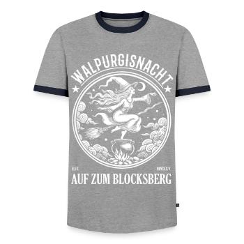 Walpurgis Night Design for Witch Fans - Men's Ringer Shirt - grey/navy  - Front - AI Model Female 172 light (172cm) & AI Model Male 178 light (178cm)