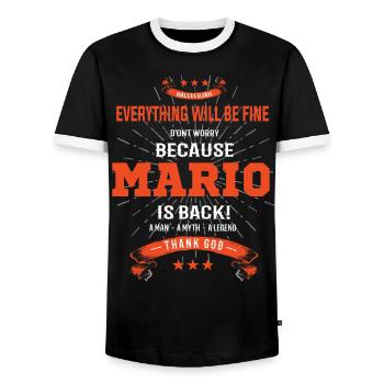 Everything will be fine Mario Is back - Men's Ringer Shirt - black/white - Front - AI Model Female 172 light (172cm) & AI Model Male 178 light (178cm)