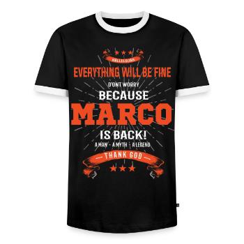 Everything will be fine Marco Is back - Men's Ringer Shirt - black/white - Front - AI Model Female 172 light (172cm) & AI Model Male 178 light (178cm)