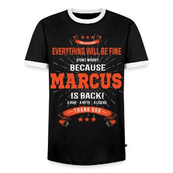 Everything will be fine Marcus Is back - Männer Kontrast-T-Shirt - Schwarz/Weiß - Vorne - AI Model Female 172 light (172cm) & AI Model Male 178 light (178cm)