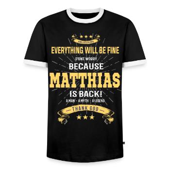 Everything will be fine Matthias Is back - Men's Ringer Shirt - black/white - Front - AI Model Female 172 light (172cm) & AI Model Male 178 light (178cm)