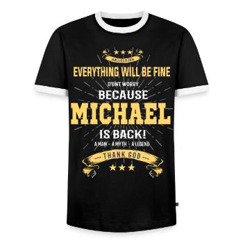 Tout ira bien Michael est de retour - T-shirt contrasté Homme - noir/blanc - Devant - AI Model Female 172 light (172cm) & AI Model Male 178 light (178cm)