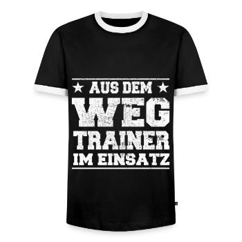 Aus dem Weg Trainer im Einsatz Design - Männer Kontrast-T-Shirt - Schwarz/Weiß - Vorne - AI Model Female 172 light (172cm) & AI Model Male 178 light (178cm)