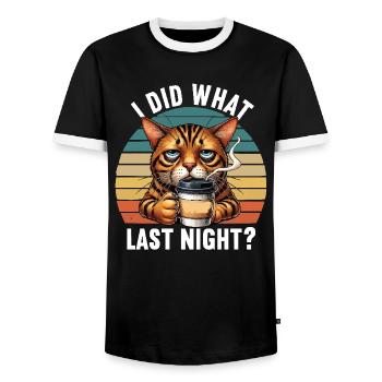 J’ai fait ce que la nuit dernière Bengal Bengal Cat Cat Kitten - T-shirt contrasté Homme - noir/blanc - Devant - AI Model Female 172 light (172cm) & AI Model Male 178 light (178cm)