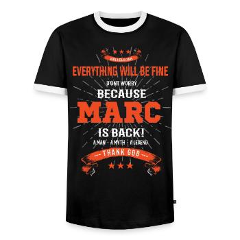 Tout ira bien Marc est de retour - T-shirt contrasté Homme - noir/blanc - Devant - AI Model Female 172 light (172cm) & AI Model Male 178 light (178cm)