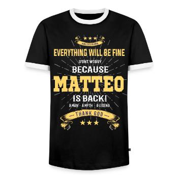 Everything will be fine Matteo Is back - Männer Kontrast-T-Shirt - Schwarz/Weiß - Vorne - AI Model Female 172 light (172cm) & AI Model Male 178 light (178cm)