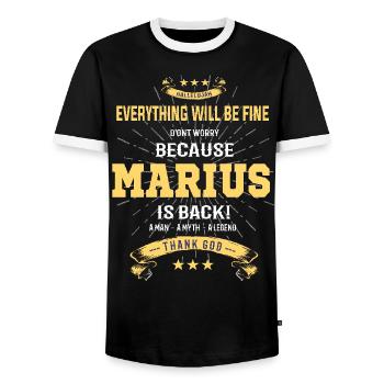 Everything will be fine Marius Is back - Men's Ringer Shirt - black/white - Front - AI Model Female 172 light (172cm) & AI Model Male 178 light (178cm)