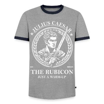 Caesar – Der Rubikon war nur das Warm-up - Männer Kontrast-T-Shirt - Grau/Navy  - Vorne - AI Model Female 172 light (172cm) & AI Model Male 178 light (178cm)