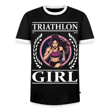 Triathlon Girl – Pour l’athlète d’endurance - T-shirt contrasté Homme - noir/blanc - Devant - AI Model Female 172 light (172cm) & AI Model Male 178 light (178cm)