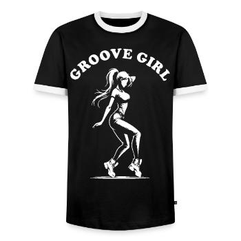 Groove Girl Design for Dancing Women and Girls - Men's Ringer Shirt - black/white - Front - AI Model Female 172 light (172cm) & AI Model Male 178 light (178cm)