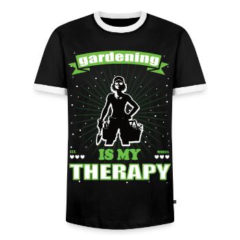 Gartenarbeit ist meine Therapie - Gartenfreunde - Männer Kontrast-T-Shirt - Schwarz/Weiß - Vorne - AI Model Female 172 light (172cm) & AI Model Male 178 light (178cm)