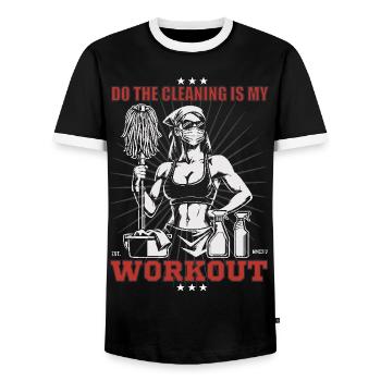 Putzfrauen Design - Putzen ist mein Workout - Männer Kontrast-T-Shirt - Schwarz/Weiß - Vorne - AI Model Female 172 light (172cm) & AI Model Male 178 light (178cm)