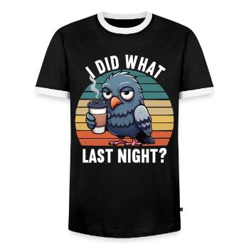 J’ai fait ce que la nuit dernière pigeon pigeons éleveurs de pigeons - T-shirt contrasté Homme - noir/blanc - Devant - AI Model Female 172 light (172cm) & AI Model Male 178 light (178cm)