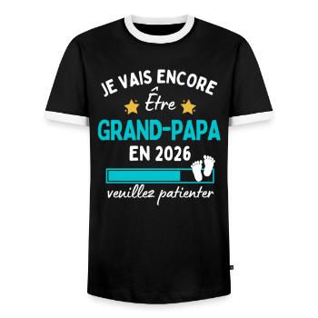 Encore Grand-Papa en 2026 Cadeau futur Papy humour - T-shirt contrasté Homme - noir/blanc - Devant - AI Model Female 172 light (172cm) & AI Model Male 178 light (178cm)