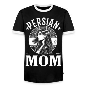 Persian Mom – Eine starke Frau aus dem Iran - Männer Kontrast-T-Shirt - Schwarz/Weiß - Vorne - AI Model Female 172 light (172cm) & AI Model Male 178 light (178cm)