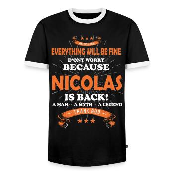 Everything will be fine Nicolas Is back - Men's Ringer Shirt - black/white - Front - AI Model Female 172 light (172cm) & AI Model Male 178 light (178cm)