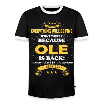 Everything will be fine Ole Is back - Men's Ringer Shirt - black/white - Front - AI Model Female 172 light (172cm) & AI Model Male 178 light (178cm)