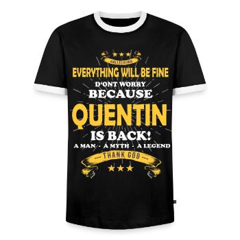 Everything will be fine Quentin Is back - Men's Ringer Shirt - black/white - Front - AI Model Female 172 light (172cm) & AI Model Male 178 light (178cm)