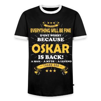 Everything will be fine Oskar Is back - Men's Ringer Shirt - black/white - Front - AI Model Female 172 light (172cm) & AI Model Male 178 light (178cm)