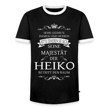 Seine Majestät der Heiko betritt den Raum - Männer Kontrast-T-Shirt - Schwarz/Weiß - Vorne - AI Model Female 172 light (172cm) & AI Model Male 178 light (178cm)