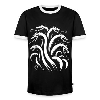Hydra – The Legend from Antiquity - Men's Ringer Shirt - black/white - Front - AI Model Female 172 light (172cm) & AI Model Male 178 light (178cm)