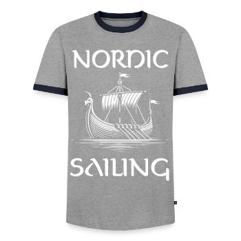 Nordic sailing – The adventure on the water - Men's Ringer Shirt - grey/navy  - Front - AI Model Female 172 light (172cm) & AI Model Male 178 light (178cm)
