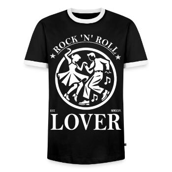 Rock'n'Roll Lover Design – Music and Dance - Men's Ringer Shirt - black/white - Front - AI Model Female 172 light (172cm) & AI Model Male 178 light (178cm)