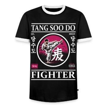 Tang so Do Fighter – Harmony in Motion - Men's Ringer Shirt - black/white - Front - AI Model Female 172 light (172cm) & AI Model Male 178 light (178cm)