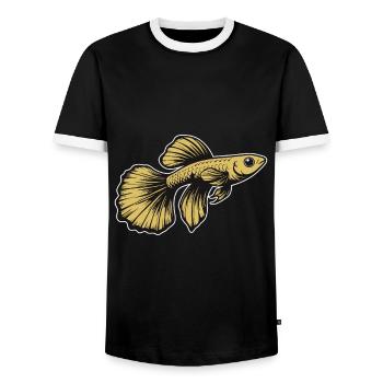 Golden Guppy, Perfect Design for Aquarium Fans - Men's Ringer Shirt - black/white - Front - AI Model Female 172 light (172cm) & AI Model Male 178 light (178cm)