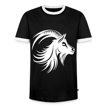Goat design for the goat fan - Men's Ringer Shirt - black/white - Front - AI Model Female 172 light (172cm) & AI Model Male 178 light (178cm)