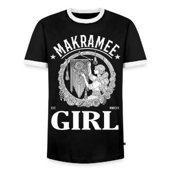 Macrame Girl – For the woman with the great hobby - Men's Ringer Shirt - black/white - Front - AI Model Female 172 light (172cm) & AI Model Male 178 light (178cm)