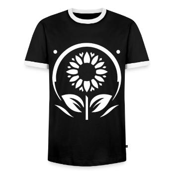 Sunflower – Radiant as the Sun - Men's Ringer Shirt - black/white - Front - AI Model Female 172 light (172cm) & AI Model Male 178 light (178cm)