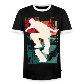 Skateboarding Skate Skater Skateboard Sk8 Vintage - T-shirt contrasté Homme - noir/blanc - Devant - AI Model Female 172 light (172cm) & AI Model Male 178 light (178cm)