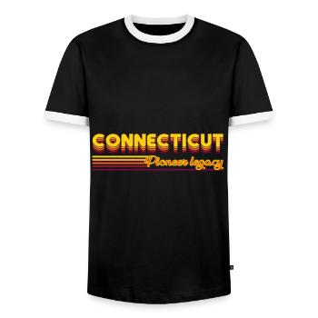 cool Connecticut USA states design - Men's Ringer Shirt - black/white - Front - AI Model Female 172 light (172cm) & AI Model Male 178 light (178cm)