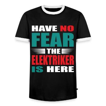 N’ayez pas peur, l’Elektriker est là Tenue - T-shirt contrasté Homme - noir/blanc - Devant - AI Model Female 172 light (172cm) & AI Model Male 178 light (178cm)