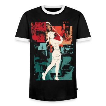 Golf Golfen Golferin Spielerin Sport Hobby Vintage - Männer Kontrast-T-Shirt - Schwarz/Weiß - Vorne - AI Model Female 172 light (172cm) & AI Model Male 178 light (178cm)