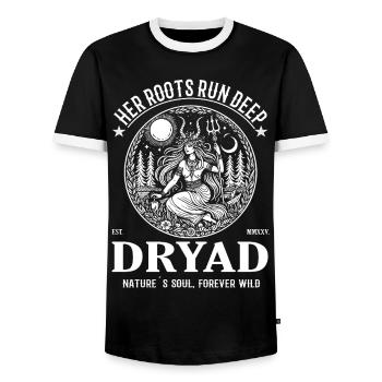 Dryade, ihre Wurzeln sind Tief - Dryaden Design - Männer Kontrast-T-Shirt - Schwarz/Weiß - Vorne - AI Model Female 172 light (172cm) & AI Model Male 178 light (178cm)
