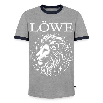 Zodiaque Leo Design - T-shirt contrasté Homme - gris/marine  - Devant - AI Model Female 172 light (172cm) & AI Model Male 178 light (178cm)