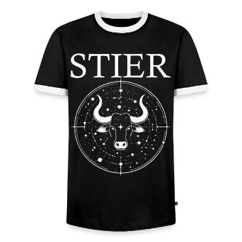 Sternzeichen Stier Design - Männer Kontrast-T-Shirt - Schwarz/Weiß - Vorne - AI Model Female 172 light (172cm) & AI Model Male 178 light (178cm)