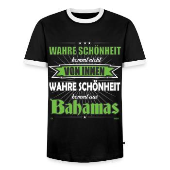 La vraie beauté vient du design des Bahamas - T-shirt contrasté Homme - noir/blanc - Devant - AI Model Female 172 light (172cm) & AI Model Male 178 light (178cm)