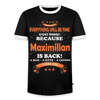 Everything will be fine Maximilian Is back - Men's Ringer Shirt - black/white - Front - AI Model Female 172 light (172cm) & AI Model Male 178 light (178cm)