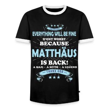 Tout ira bien Matthäus Est de retour - T-shirt contrasté Homme - noir/blanc - Devant - AI Model Female 172 light (172cm) & AI Model Male 178 light (178cm)