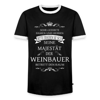 Seine Majestät der Weinbauer betritt den Raum - Männer Kontrast-T-Shirt - Schwarz/Weiß - Vorne - AI Model Female 172 light (172cm) & AI Model Male 178 light (178cm)