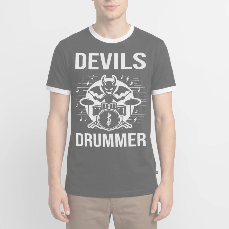 Devils Drummer. The devilish hellish drummer Men's Ringer Shirt