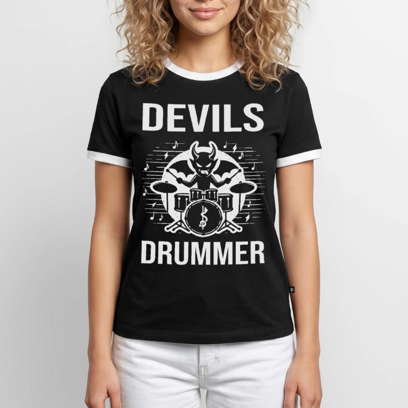 Devils Drummer. The devilish hellish drummer Men's Ringer Shirt