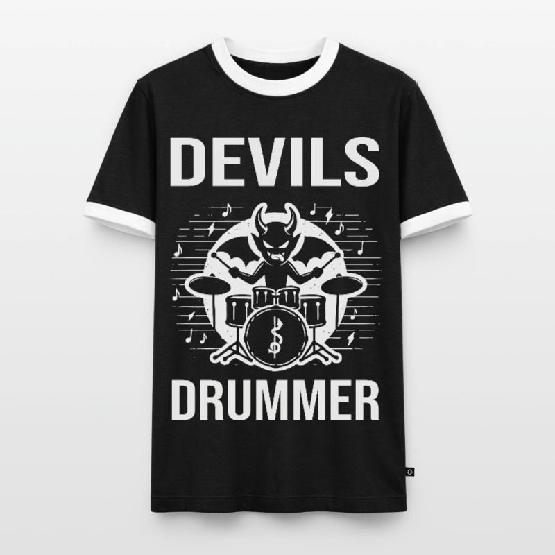 Devils Drummer. The devilish hellish drummer Men's Ringer Shirt