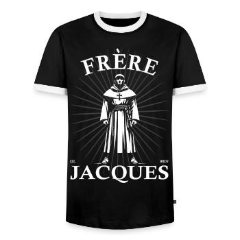 Frère Jacques - Bruder Jakob Design - T-shirt contrasté Homme - noir/blanc - Devant - AI Model Female 172 light (172cm) & AI Model Male 178 light (178cm)