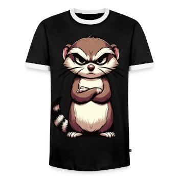 Ferrets Ferret keepers Ferret owners - Men's Ringer Shirt - black/white - Front - AI Model Female 172 light (172cm) & AI Model Male 178 light (178cm)