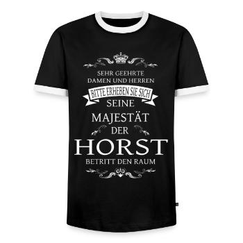 Seine Majestät der Horst betritt den Raum - Männer Kontrast-T-Shirt - Schwarz/Weiß - Vorne - AI Model Female 172 light (172cm) & AI Model Male 178 light (178cm)